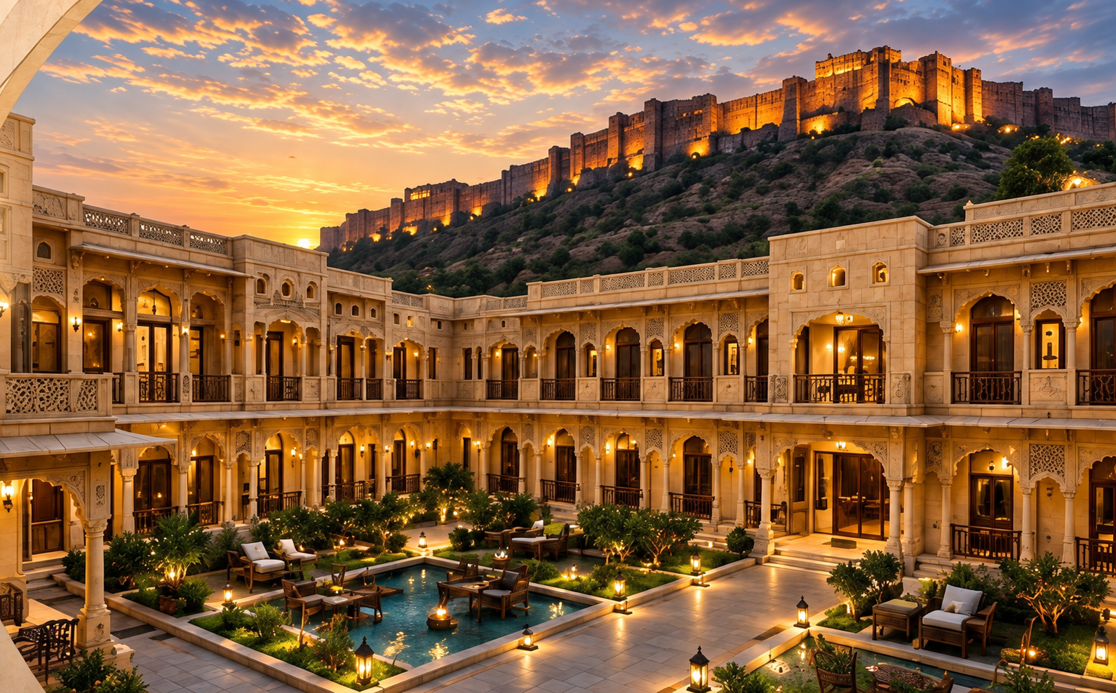 Rajasthan Jaisalmer Sunset Courtyard & Fort